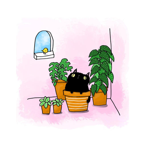 Cat and plants Print